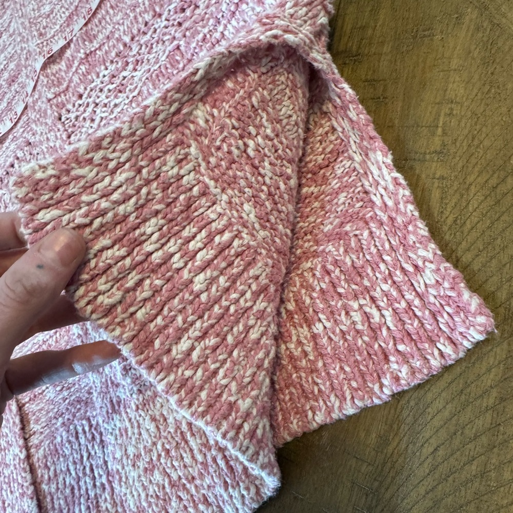 Abercrombie & Fitch Women's Marled Chunky Knit Pink Cardigan With Patch Pockets - Picture 9 of 12